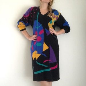Vintage Lambswool Midi Sweater Dress Sz M